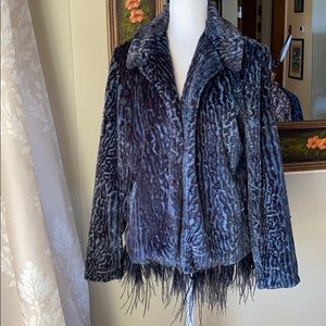 Willow and Clay blue leopard soft coat w/ feathers